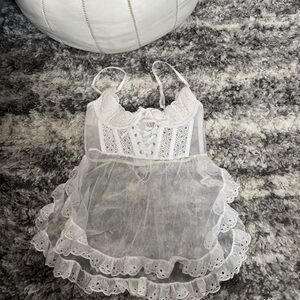 Victoria’s Secret While Lace Eyelet Laceup Lingerie Bustier